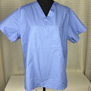 Unisex Medline Angelstat Unisex Blue V-Neck Shirt, Small